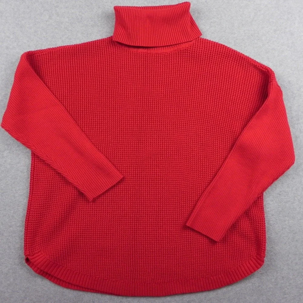 Michael Kors Sweater Womens 2X Plus Pullover Knit Turtleneck Red Long‎ Sleeve